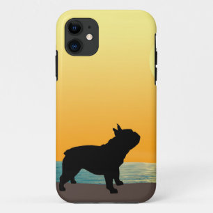 Capa Para iPhone 11 Por do sol de Surfside do buldogue francês