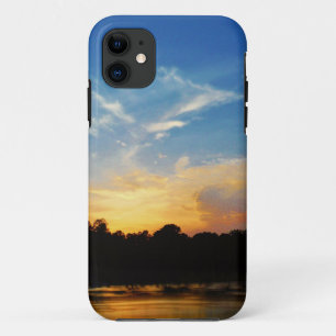 Capa Para iPhone 11 Por do sol do lago mountain