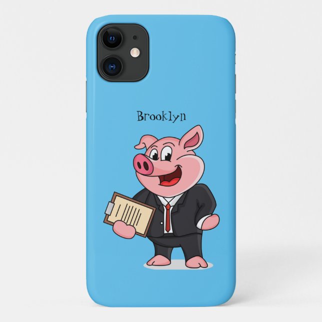 Capa Para iPhone 11 Porco engraçado em desenhos animados (Verso)