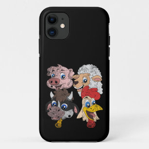 Capa Para iPhone 11 Porco Ovelha Vaca Frango Crianças Pequenos Animais