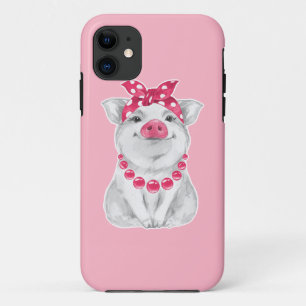 Capa Para iPhone 11 Porco que veste o bandana