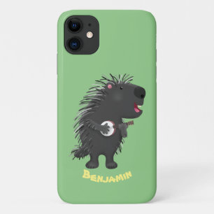 Capa Para iPhone 11 Porcupine engraçado bonito tocando cartoon banjo