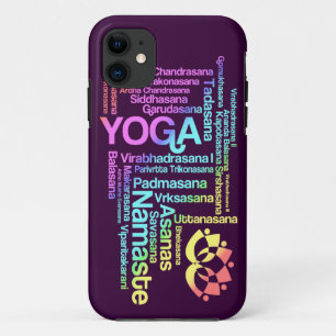 Capa Para iPhone 11 Posições Pastel da ioga do arco-íris em sânscr