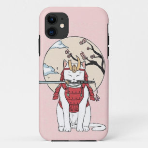 Capa Para iPhone 11 Poster de Gato Sakura Samurai Japonês