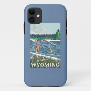 Capa Para iPhone 11 Poster de viagens de FishermanWyomingVintage da