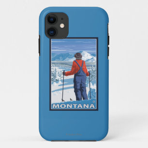 Capa Para iPhone 11 Poster de viagens Skier AdminningMontanaVintage