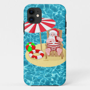 Capa Para iPhone 11 praia Papai Noel do xmas