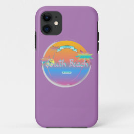 Capa Para iPhone 11 Praia Sul, Miami, Flórida com Palmeiras