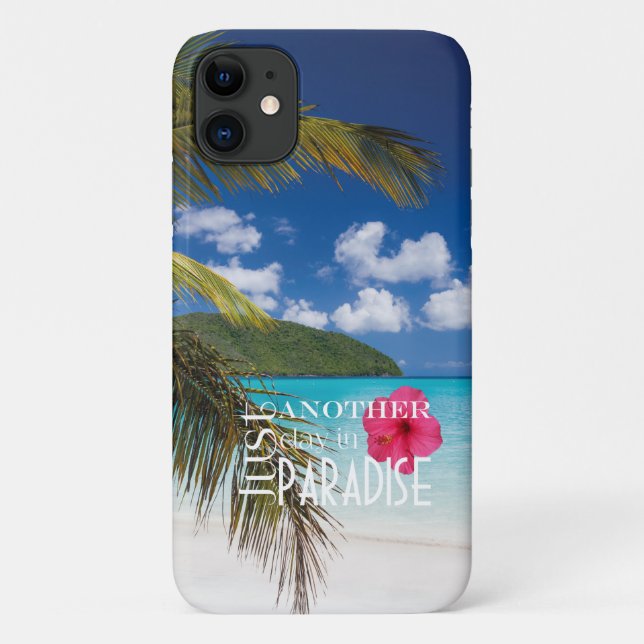 Capa Para iPhone 11 Praia Tropical só mais um dia no Paraíso (Verso)