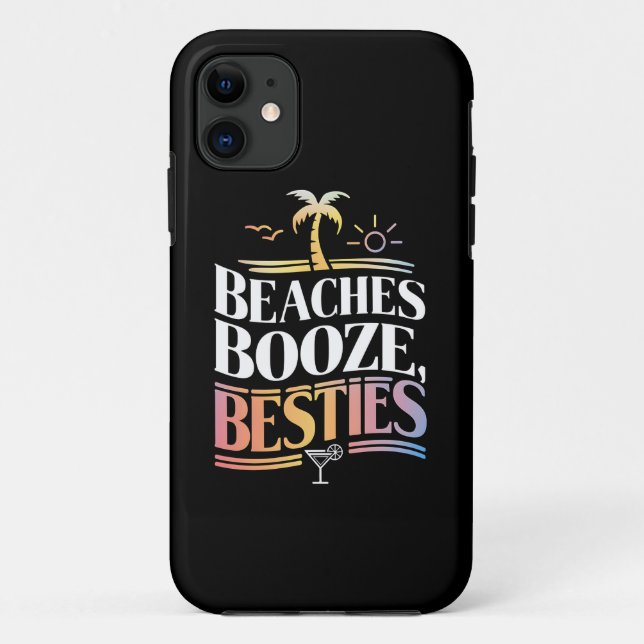 Capa Para iPhone 11 Praias Booze e Besties Coconut Tree Summer (Verso)