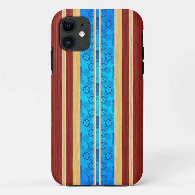 Capa Para iPhone 11 Prancha da madeira do falso de Tiki Hawiian (Verso)