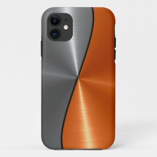 Capa Para iPhone 11 Prata e metal de aço inoxidável alaranjado
