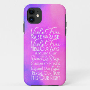 Capa Para iPhone 11 Prece de Fogo Violeta rosa, roxo, azul personaliza