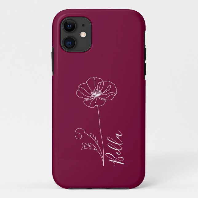 Capa Para iPhone 11 Presente de Flor de Nascimento de Agosto Poppy par (Verso)