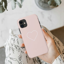 Capa Para iPhone 11 Presente Moderno, Rosa e Coração Minimalista, Boni
