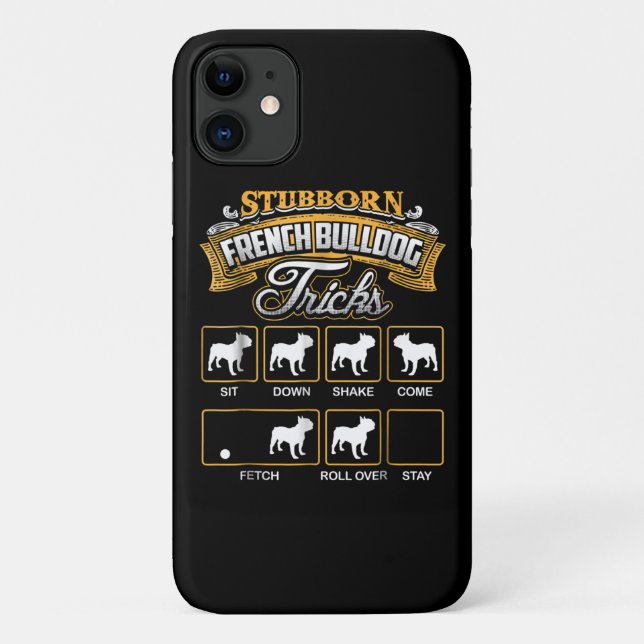 Capa Para iPhone 11 Presente no cão | Truques de Bulldog Franceses Tei (Verso)