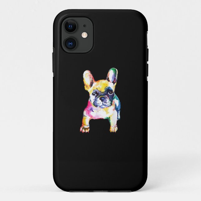 Capa Para iPhone 11 Presente para Bulldog Francês com Aquarela Origina (Verso)
