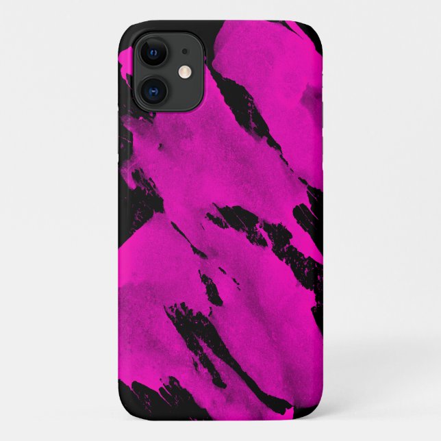 Capa para iPhone 11 Preta e Rosa Brushy (Verso)