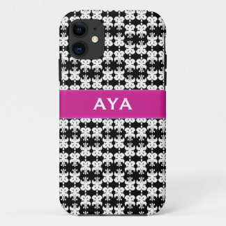 Capa Para iPhone 11 Preto branco e rosa