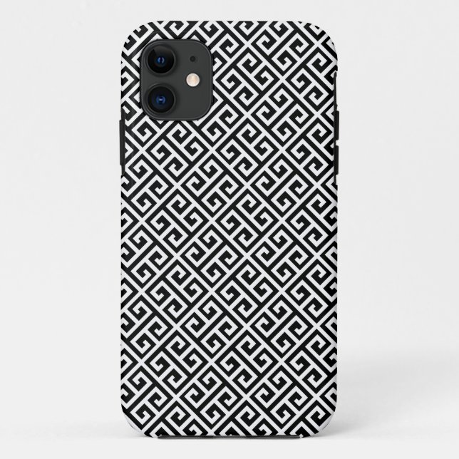 Capa Para iPhone 11 Preto e branco - Padrão de chave grega iPhone 5 Ca (Verso)