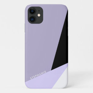 Capa Para iPhone 11 Preto e branco violeta geométrico moderno e elega