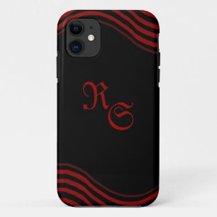 Capa Para iPhone 11 Preto e vermelho com faixas