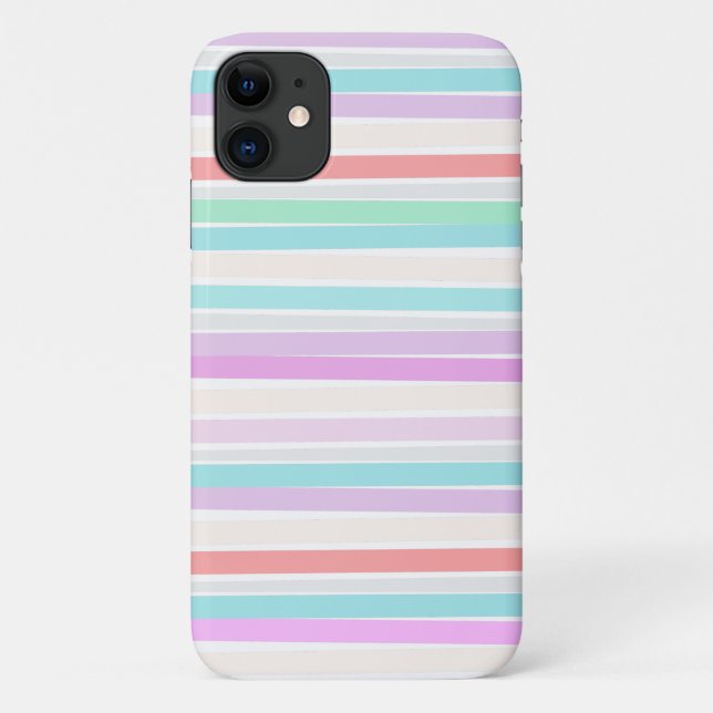 Capa Para iPhone 11 Primavera de cores de verão em faixas (Verso)