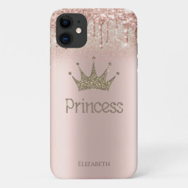 Capa Para iPhone 11 Princesa Herdeira Brilho Dourado Rosado Gotas de C