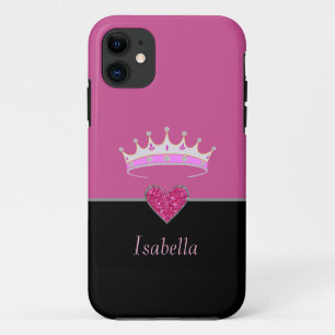 Capa Para iPhone 11 Princesa Tiara Crown em Rosa Dourado e Negro