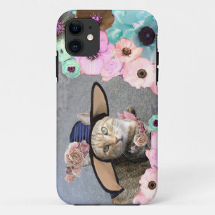 CAPA PARA iPhone 11 PRINCESS TATUS ELEGANT CAT, BIG DIVA HAT E ROSAS