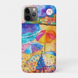 Capa Para iPhone 11 Pro *~* 1 Watercolor Sea Beach Umbrella