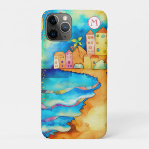 Capa Para iPhone 11 Pro *~* 6 Watercolor Sea Beach Umbrella