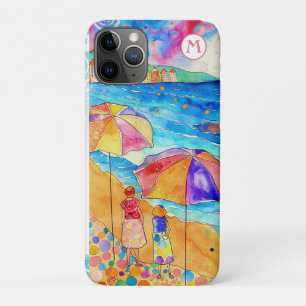 Capa Para iPhone 11 Pro *~* 8 Watercolor Sea Beach Umbrella