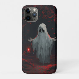 Capa Para iPhone 11 Pro A white ghost holding a red lantern with red leave