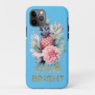 Capa Para iPhone 11 Pro Abacaxi-da-índia Dourada tropical