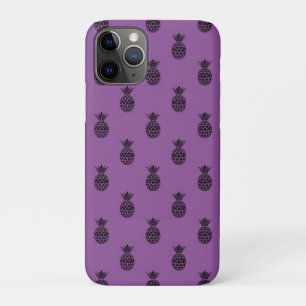 Capa Para iPhone 11 Pro Abacaxi Tropical Roxo Preto Fruta Tropical Verão