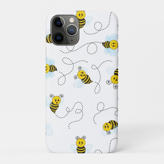 Capa Para iPhone 11 Pro Abeja Melífera Amarela Preta Voando (Verso)