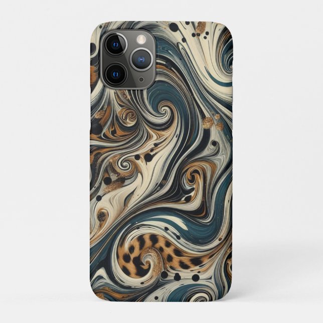 Capa Para iPhone 11 Pro Abstract Leopard Print Swirl (Verso)
