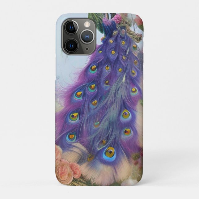 Capa Para iPhone 11 Pro Abstrato AI Art Purple Peacock (Verso)
