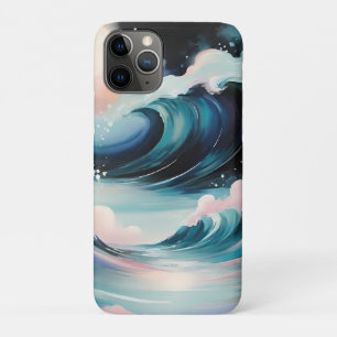 Capa Para iPhone 11 Pro Abstrato arte com ondas oceânicas