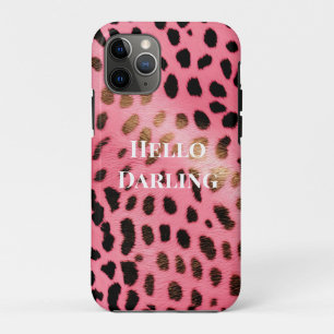 Capa Para iPhone 11 Pro Abstrato de Impressão de Leopardo Preto Rosa