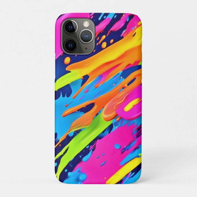 Capa Para iPhone 11 Pro Abstrato Neon Brushstrokes Splash Art (Verso)