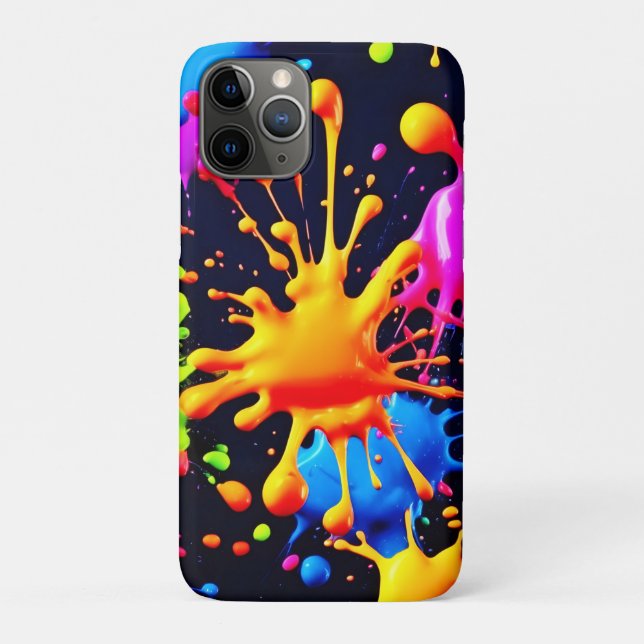 Capa Para iPhone 11 Pro Abstrato Neon Paint Splash Trabalho de arte (Verso)