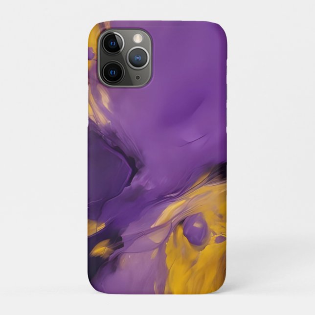 Capa Para iPhone 11 Pro Abstrato Roxo e Dourado (Verso)