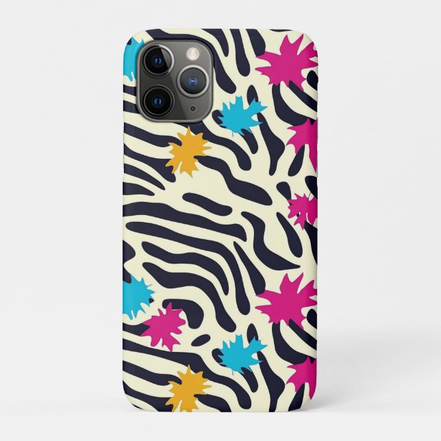 Capa Para iPhone 11 Pro Abstrato Zebra Stripes com pintura folha (Verso)