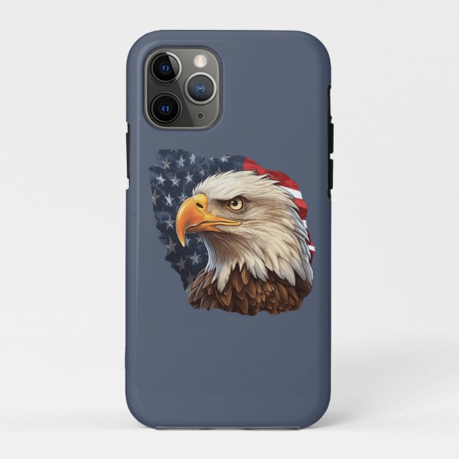 Capa Para iPhone 11 Pro Águia Careca da Bandeira Americana (Verso)