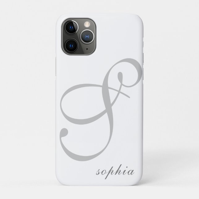 Capa Para iPhone 11 Pro Alfabeto de Nome Elegante Personalizado Moderno (Verso)