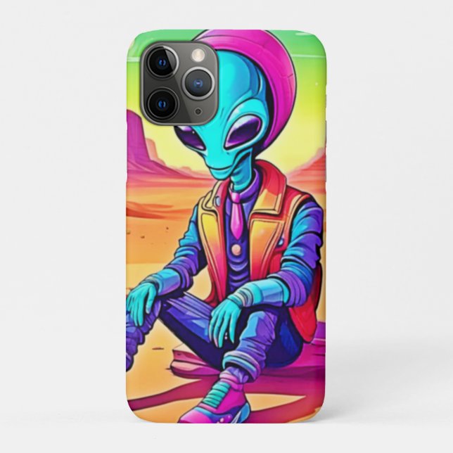 Capa Para iPhone 11 Pro Alienígena Descolado no Deserto Relax (Verso)