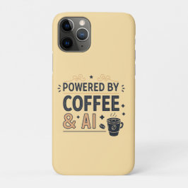 Capa Para iPhone 11 Pro Alimentado por Café & Vetor de Tecnologia Retro de
