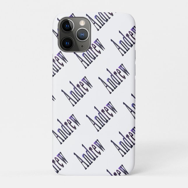 Capa Para iPhone 11 Pro Andrew Nome Em Nebula Azul, (Verso)